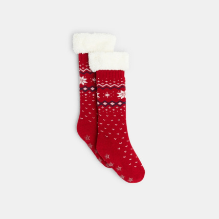 Avis Chaussettes montantes antidérapantes rouges garçon OKAIDI 1
