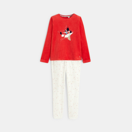 Avis Pyjama 2 pièces en velours motif Noël rouge fille OKAIDI 1