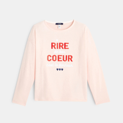 Avis T-shirt motif et message coeur rose fille OKAIDI 2