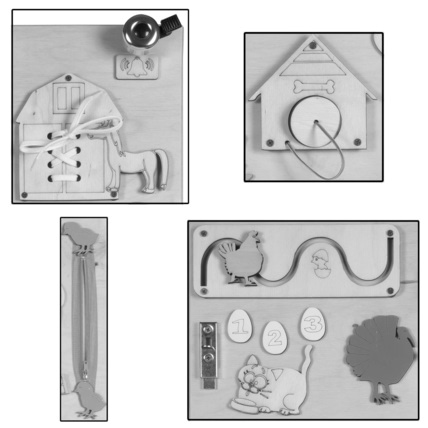 Avis Tableau d'activité sensoriel Montessori busy board en bois LEO 3TOYSM 3