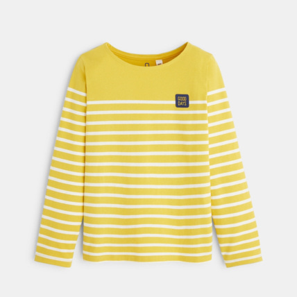 Avis T-shirt marinière à message "Good Days" jaune garçon OKAIDI 1