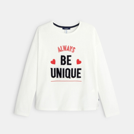 Avis T-shirt manches longues à message positif blanc fille OKAIDI 1