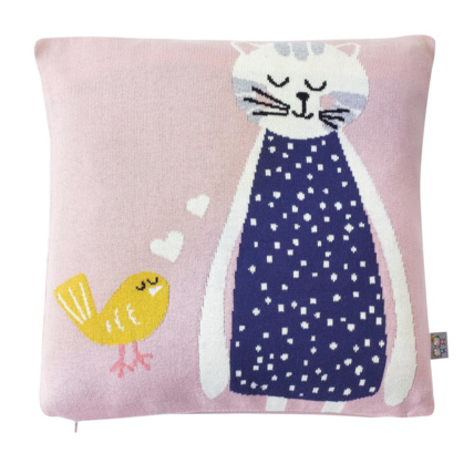 Avis Taie de coussin en tricot de coton, Chat Sevira Kids 1