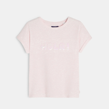 Avis T-shirt à message rose fille OKAIDI 1