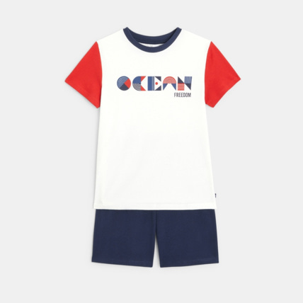 Avis Pyjama d'été tricolore "Ocean Freedom" rouge garçon OKAIDI 1