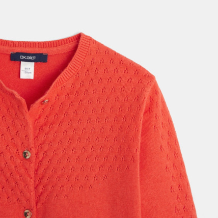 Avis Gilet tricot effet pointelle orange fille OKAIDI 3