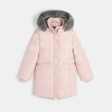 Doudoune longue a capuche deperlante rose fille OKAIDI Comparateur Avis Prix