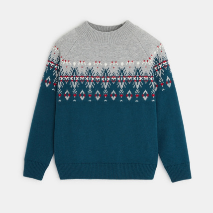 Pull en jacquard scandinave vert garcon OKAIDI Comparateur Avis Prix