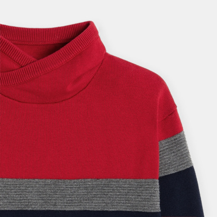 Avis Pull d'hiver col snood bleu garçon OKAIDI 2