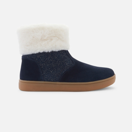 Boots croute de cuir irisee col fourre noires fille OKAIDI Comparateur Avis Prix