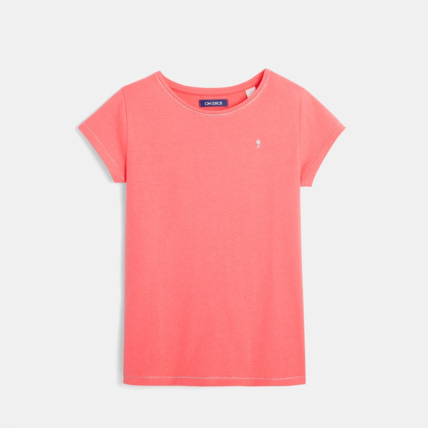 Avis T-shirt uni à liseré brillant rose fille OKAIDI 1