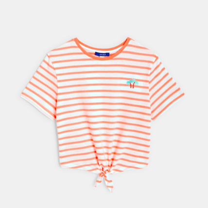 Avis T-shirt rayé noué orange fille OKAIDI 2