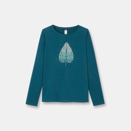 Avis T-shirt à motif brillant turquoise fille OKAIDI 1