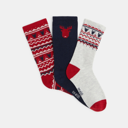 Avis Chaussettes à motifs scandinaves (lot de 3) rouges garçon OKAIDI 2