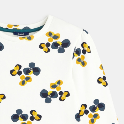 Avis Sweat-shirt à motifs imprimés Fleurs jaune fille OKAIDI 2