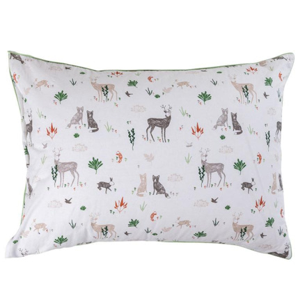 Avis Taie d'oreiller rectangulaire pur coton biologique imprimé animaux de la forêt Orée CARRE BLANC 2
