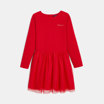 Avis Robe maille pailletée et tulle rouge fille OKAIDI 1
