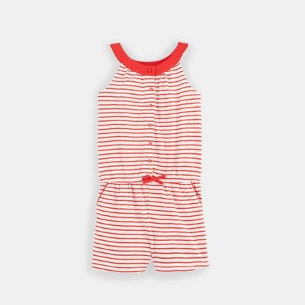 Avis Combishort en jersey rayé rouge fille OKAIDI 1