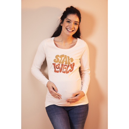 Avis T-shirt de grossesse manches longues en jersey avec message printé Prémaman 1