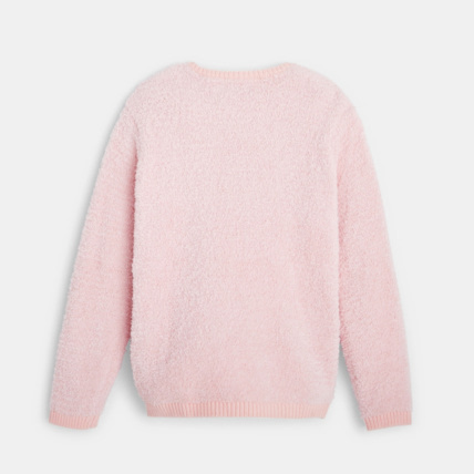 Avis Pull fluffy jacquard cygne rose fille OKAIDI 4