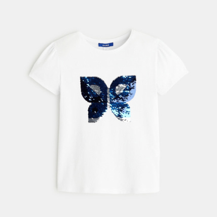 Avis T-shirt à sequins magiques motif papillon bleu fille OKAIDI 4