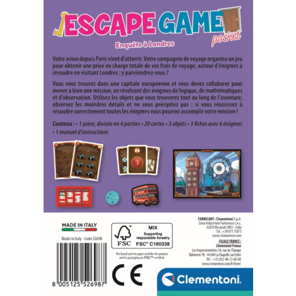 Avis Escape Game - Enquête à Londres Clementoni 3