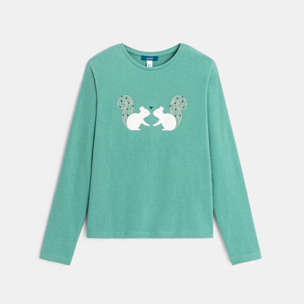 Avis T-shirt motif écureuil turquoise Fille OKAIDI 1