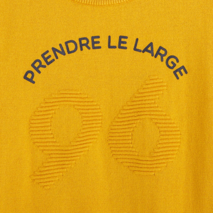 Avis Pull col rond à message "prendre le large" jaune garçon OKAIDI 3