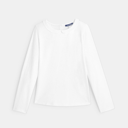 Avis T-shirt uni col claudine blanc fille OKAIDI 1