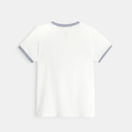 Avis T-shirt rayé en jersey piqué blanc garçon OKAIDI 3