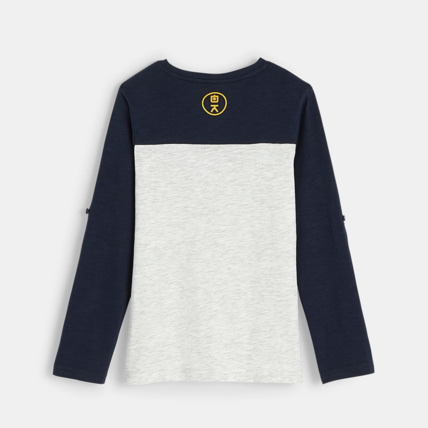 Avis T-shirt bicolore à manches retroussables gris garçon OKAIDI 2