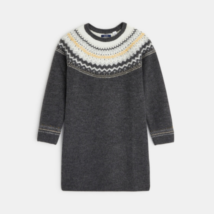 Avis Robe-pull en tricot jacquard grise fille OKAIDI 2