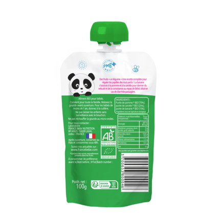 Avis Gourde de purée de fruits Pomme Banane Carotte - 100g - A partir de 4 mois FRANCE BEBE BIO 2
