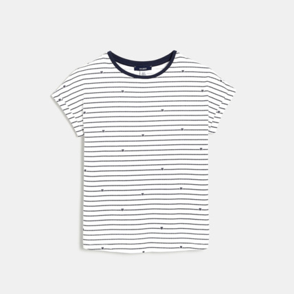 Avis T-shirt rayé petits cœurs bleu fille OKAIDI 2