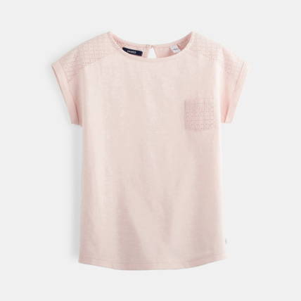 Avis T-shirt détail ajouré rose fille OKAIDI 1