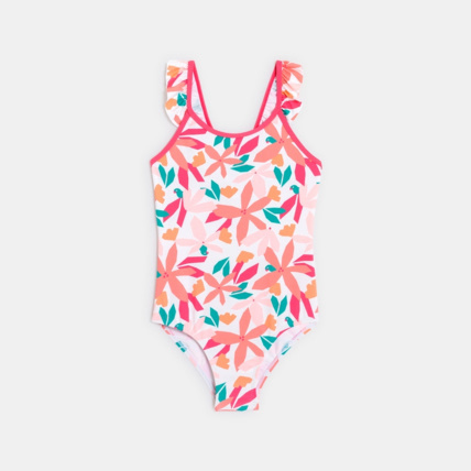 Avis Maillot de bain 1 pièce imprimé rose fille OKAIDI 1