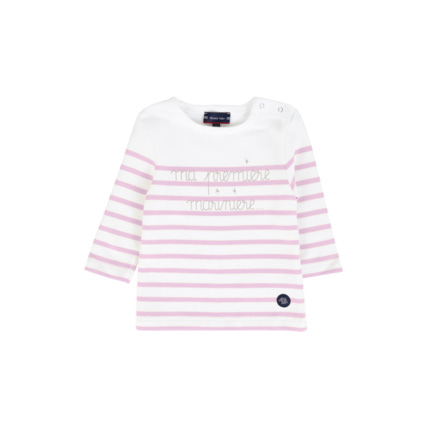 Avis Marinière Baby " Ma 1ère marinière" - coton épais - Milk/Mauve Rose ARMOR-LUX 1