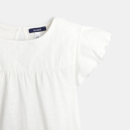 Avis T-shirt détail broderie anglaise blanc fille OKAIDI 3