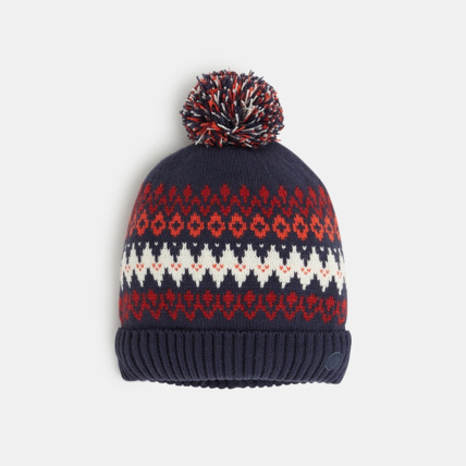 Avis Bonnet à pompon en jacquard scandinave bleu garçon OKAIDI 1