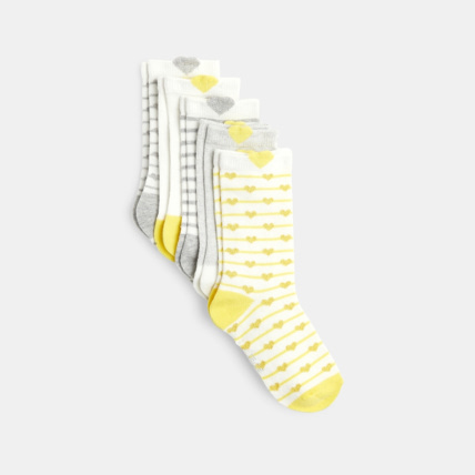 Chaussettes petits coeurs lot de 5 jaunes fille OKAIDI Comparateur Avis Prix
