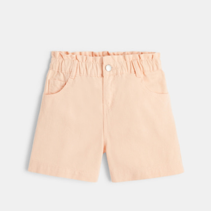 Avis Short taille haute en toile unie orange fille OKAIDI 1