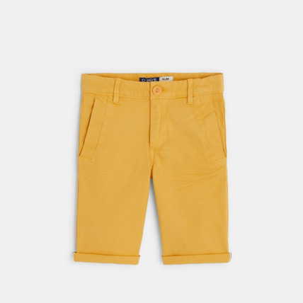 Avis Bermuda slim en toile unie jaune garçon OKAIDI 2