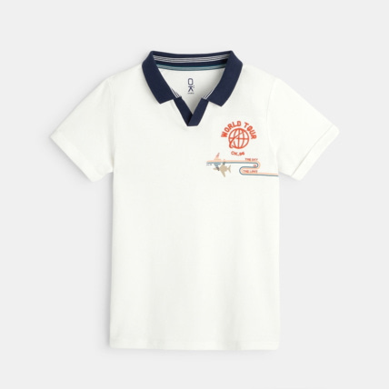 Avis Polo manches courtes "World Tour" blanc garçon OKAIDI 1