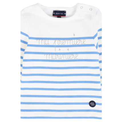 Avis Marinière Baby " Ma 1ère marinière" - coton épais - Milk/Bleu Lobelia ARMOR-LUX 2