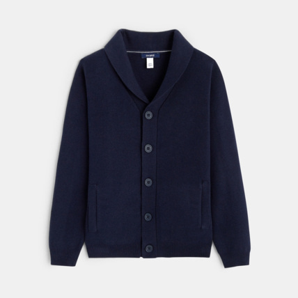 Avis Gilet boutonné col châle bleu garçon OKAIDI 1