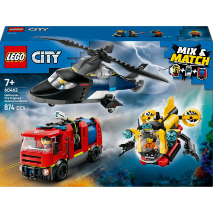 Avis Hélicoptere avec camion de pompiers et sous marin City LEGO 1