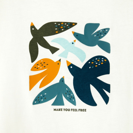 Avis T-shirt imprimé Oiseaux blanc fille OKAIDI 3