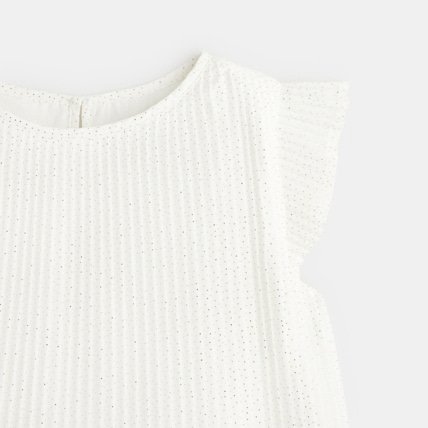 Avis Blouse plissée petits pois brillants blanche fille OKAIDI 2