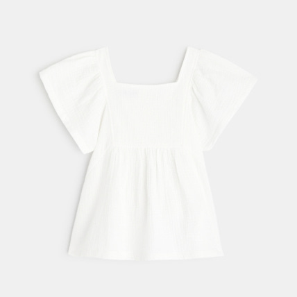 Avis Blouse blanche gaze de coton fille OKAIDI 2