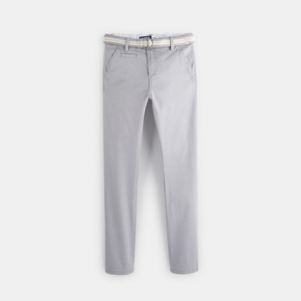 Avis Pantalon ceinturé en toile gris garçon OKAIDI 1